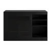 Farmhouse 119 cm Black Wood Sideboard with Extendable Top & Cabinets