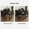 Farmhouse 119 cm Black Wood Sideboard with Extendable Top & Cabinets