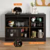 Farmhouse 119 cm Black Wood Sideboard with Extendable Top & Cabinets