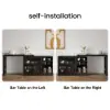 Farmhouse 119 cm Black Wood Sideboard with Extendable Top & Cabinets