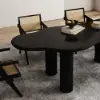 1800mm Black Dining Table 6 Seater Japandi Irregular Dining Room Table 4-Leg