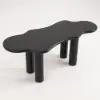 1800mm Black Dining Table 6 Seater Japandi Irregular Dining Room Table 4-Leg