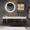 Aro 150 cm Floating Double Bathroom Vanity with Sink, Sintered Stone Top – Black