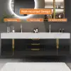 Aro 150 cm Floating Double Bathroom Vanity with Sink, Sintered Stone Top – Black
