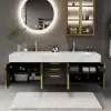 Aro 150 cm Floating Double Bathroom Vanity with Sink, Sintered Stone Top – Black
