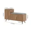 Walnut Wooden Shoe Storage Bench with Left-Side Cabinet for Entryway (1200mm)