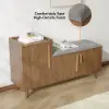 Walnut Wooden Shoe Storage Bench with Left-Side Cabinet for Entryway (1200mm)