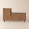 Walnut Wooden Shoe Storage Bench with Left-Side Cabinet for Entryway (1200mm)