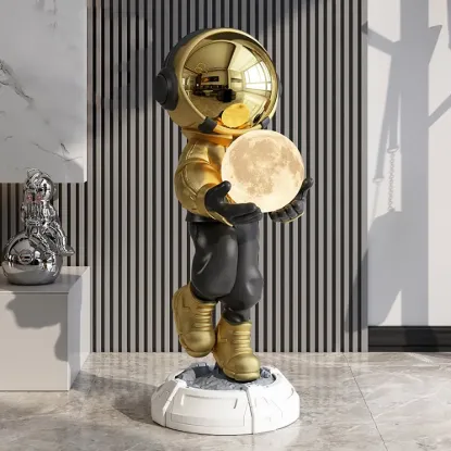 28.8" Astronaut Floor Sculpture Figurine Ornament Art Decor with Ball Lamp USB Charging – AUD-H0801