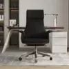Picture of Ergonomic Black Faux Leather High Back Reclining Swivel Office Desk Chair with Footrest