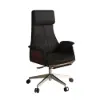 Picture of Ergonomic Black Faux Leather High Back Reclining Swivel Office Desk Chair with Footrest
