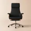 Picture of Ergonomic Black Faux Leather High Back Reclining Swivel Office Desk Chair with Footrest