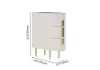 Off White Leather 3-Drawer Narrow Bedside Table with Sintered Stone Top