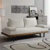 200 cm 3-Seater Cotton & Linen Convertible Sofa Bed with Pillows – 4 – Mid Century Pull