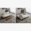 200 cm 3-Seater Cotton & Linen Convertible Sofa Bed with Pillows – 4 – Mid Century Pull