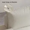 200 cm 3-Seater Cotton & Linen Convertible Sofa Bed with Pillows – 4 – Mid Century Pull