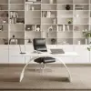 Industrial 180 cm Rectangular White Wood Desk with Metal Base