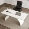 Industrial 180 cm Rectangular White Wood Desk with Metal Base