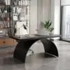 Industrial 160 cm Rectangular Black Wood Desk with Metal Base