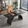Industrial 180 cm Rectangular Black Wood Desk with Metal Base