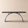 Industrial 180 cm Rectangular Black Wood Desk with Metal Base