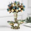 Blue & White 2 Tiered Fruit Basket Plate with Vase Resin Decor Snack Tray