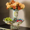 Blue & White 2 Tiered Fruit Basket Plate with Vase Resin Decor Snack Tray