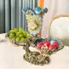 Blue & White 2 Tiered Fruit Basket Plate with Vase Resin Decor Snack Tray