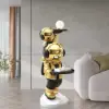 Astronaut Resin Figurine Gold Side Table with Tray Top