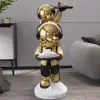 Astronaut Resin Figurine Gold Side Table with Tray Top