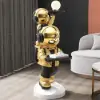 Astronaut Resin Figurine Gold Side Table with Tray Top