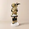 Astronaut Resin Figurine Gold Side Table with Tray Top