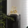 360mm Gold Modern Simulation Couple Swan Sculpture Art Ornament Home Table Statue Decor