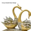 360mm Gold Modern Simulation Couple Swan Sculpture Art Ornament Home Table Statue Decor