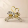 360mm Gold Modern Simulation Couple Swan Sculpture Art Ornament Home Table Statue Decor