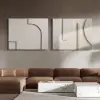 2 Pieces Japandi Abstract Wall Decor for Living Room 3D Hanging Art in White