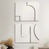 2 Pieces Japandi Abstract Wall Decor for Living Room 3D Hanging Art in White