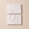 2 Pieces Japandi Abstract Wall Decor for Living Room 3D Hanging Art in White