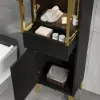 Freestanding Bathroom Storage Cabinet with LED Lighted in Black & Gold