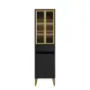 Freestanding Bathroom Storage Cabinet with LED Lighted in Black & Gold