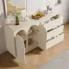 1505mm Modern Off White Sideboard Buffet with Storage Credenza Arch Door