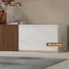 Vewal Modern Wood Block TV Stand Marble & Walnut Veneer in White with 4 Drawers