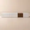 Vewal Modern Wood Block TV Stand Marble & Walnut Veneer in White with 4 Drawers