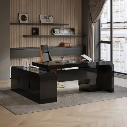 Chicent Modern Black L-shaped Executive Desk with Ample Storage Right Hand (1800mm)