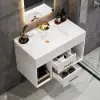 Modern 90 cm Floating Single Bathroom Vanity with Sink, Sintered Stone Top – White – Sinteredstone Vessel Drawers