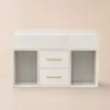 Modern 90 cm Floating Single Bathroom Vanity with Sink, Sintered Stone Top – White – Sinteredstone Vessel Drawers