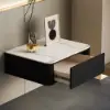 Black Leather Floating Nightstand