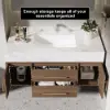 Modern 39" Walnut Floating Single Bathroom Vanity with Sintered Stone Top and Sink – Wall Mounted Cabinet
