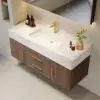 Modern 39" Walnut Floating Single Bathroom Vanity with Sintered Stone Top and Sink – Wall Mounted Cabinet