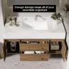 Modern 39" Walnut Floating Single Bathroom Vanity with Sintered Stone Top and Sink – Wall Mounted Cabinet